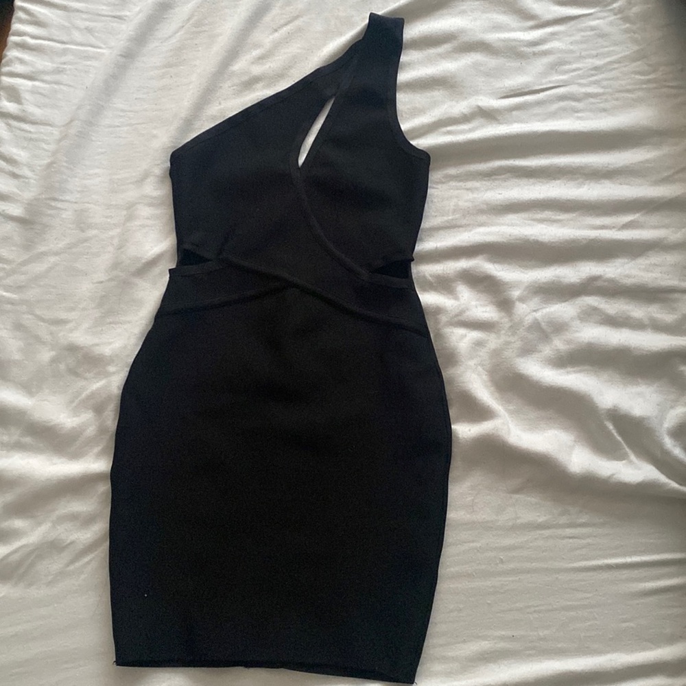 Fashion Nova Black One Shoulder Dress